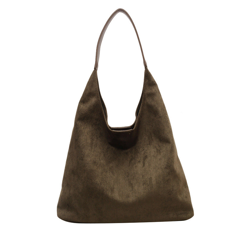 Minimalist Faux Suede Tote Bags - Soft Large Capacity Handbags for Everyday Use ( Green ) - One Red Hill